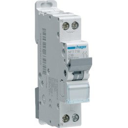 Hager - Disjoncteur 1P+N 6-10kA courbe C - 16A 1 module - Réf : NFT716