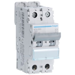 Hager - Disjoncteur 2P 6-10kA courbe C - 63A 2 modules - Réf : NFN263