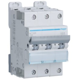 Hager - Disjoncteur 3P 6-10kA courbe C - 25A 3 modules - Réf : NFT325