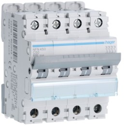 Hager - Disjoncteur 4P 6-10kA courbe C - 50A 4 modules - Réf : NFN450