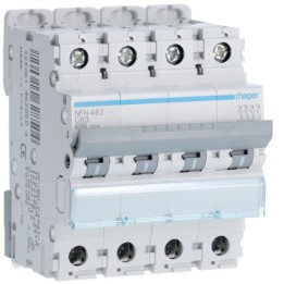 Hager - Disjoncteur 4P 6-10kA courbe C - 63A 4 modules - Réf : NFN463