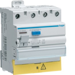 Hager - Interrupteur différentiel 3P+N 40A 30mA type haute immunité à bornes décalées - Réf : CDH840F