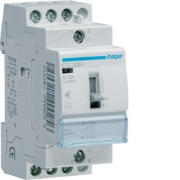Hager - Contacteur Silencieux Jour-Nuit 25A - 3F - 230V - Réf : ETC325S