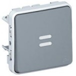 Legrand - Poussoir lumineux à bascule inverseur Plexo - Gris - Réf : 069928