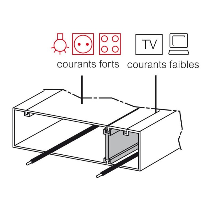 Legrand - Goulotte GTL - 13 modules - 65x250 mm - avec couvercle complet - long réglable 2,45 à 2,60 m - Réf: 030037