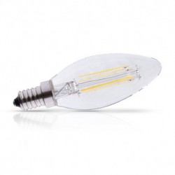 Vision-EL - Ampoule LED à filament - flamme E14 4W 2700°k claire dimmable - Réf : 71302