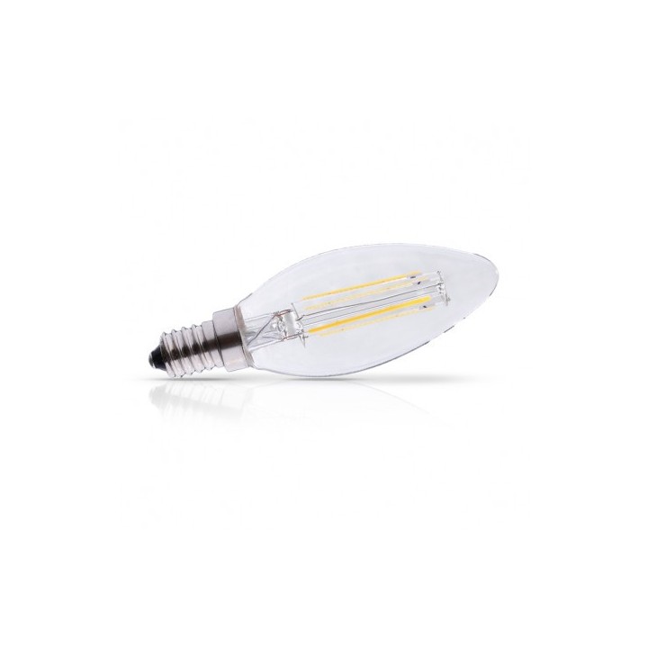 Vision-EL - Ampoule LED à filament - flamme E14 4W 2700°k claire dimmable - Réf : 71302