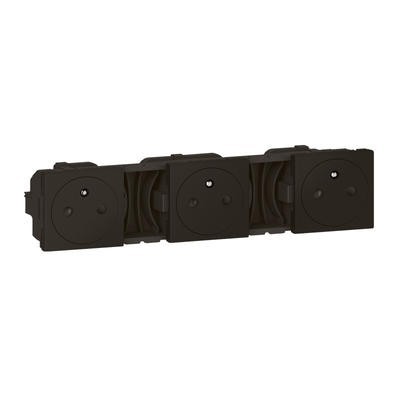 Legrand - Triple prise de courant 2P+T Surface précâblées Mosaic 3x2 modules - noir mat - Réf : 079136L