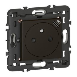 Legrand - Prise 2P+T Surface avec chargeur Type-C intégré Mosaic 2 module - noir mat livré avec support - Réf : 079161L