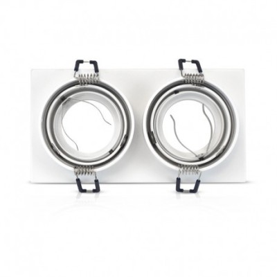 Miidex Lighting - Support de spot rond double blanc Orientable 175 x 93mm - Réf : 7717