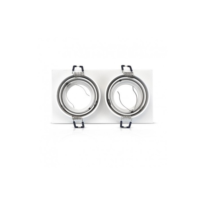 Miidex Lighting - Support de spot rond double blanc Orientable 175 x 93mm - Réf : 7717