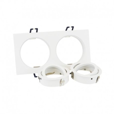 Miidex Lighting - Support de spot rond double blanc Orientable 175 x 93mm - Réf : 7717