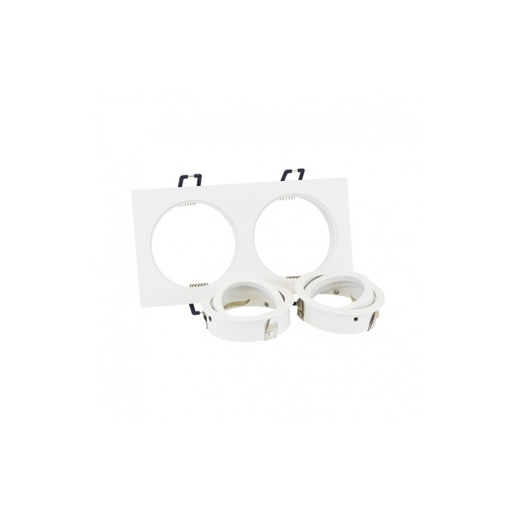 Miidex Lighting - Support de spot rond double blanc Orientable 175 x 93mm - Réf : 7717