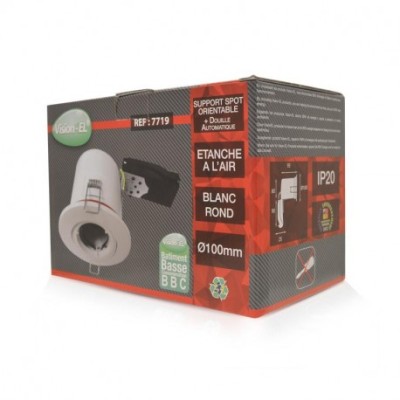 Miidex Lighting - Support plafond BBC Rond orientable Blanc avec douille automatique Ø100 mm - Réf : 7719