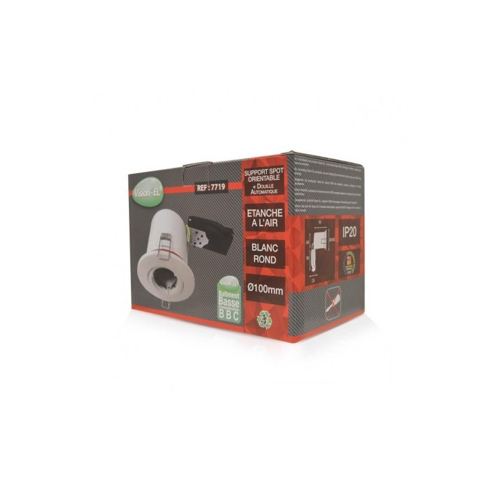 Miidex Lighting - Support plafond BBC Rond orientable Blanc avec douille automatique Ø100 mm - Réf : 7719
