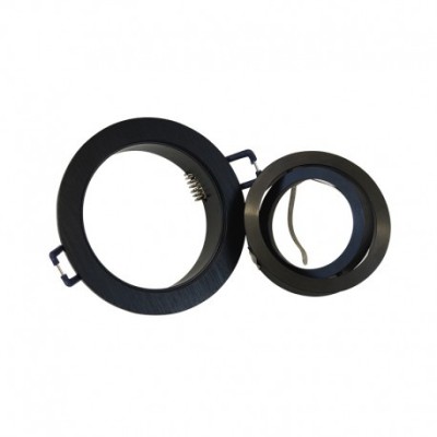 Miidex Lighting - Support de spot rond aluminium Orientable noir Ø92 mm - Réf : 77120