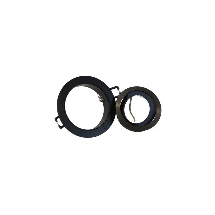 Miidex Lighting - Support de spot rond aluminium Orientable noir Ø92 mm - Réf : 77120