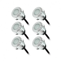 Vision-EL - Kit spot LED terrasse 6 x 0,6W 12v 3000°k rond IP67 + alim 230V - Réf : 70750