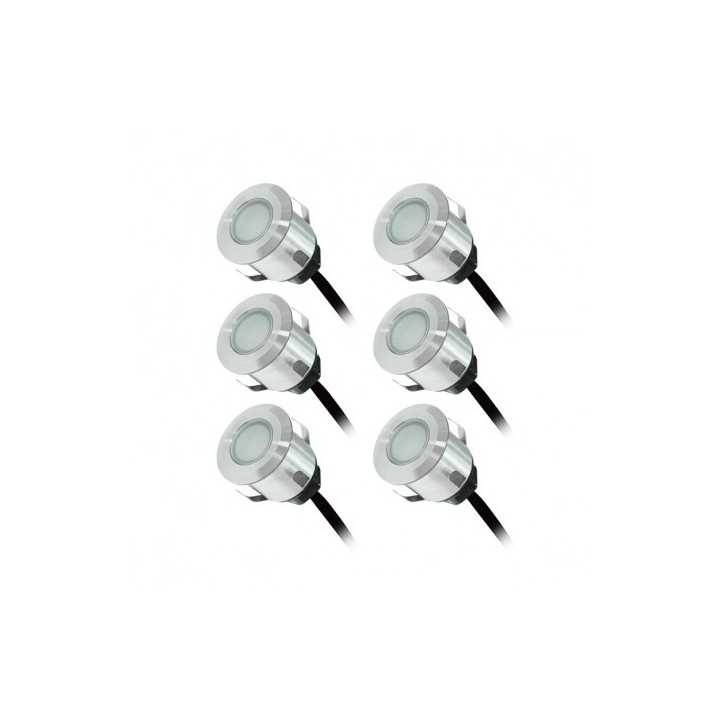 Vision-EL - Kit spot LED terrasse 6 x 0,6W 12v 3000°k rond IP67 + alim 230V - Réf : 70750