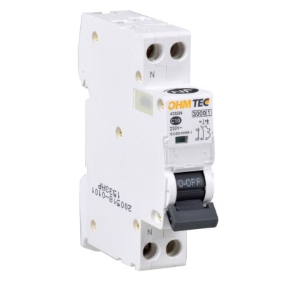 Ohmtec - Disjoncteur 1 P + N 10A 3kA - Réf : 423224