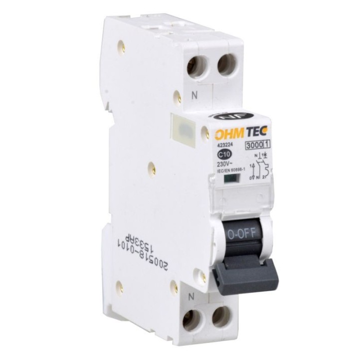 Ohmtec - Disjoncteur 1 P + N 10A 3kA - Réf : 423224