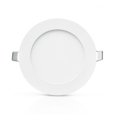 Vision-EL - Plafonnier LED Ø120 6W 3000°k alu blanc - Réf : 7749