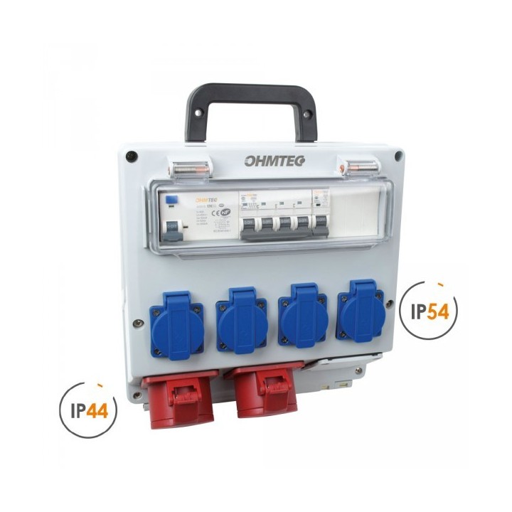 Ohmtec - Coffret d’atelier monophase & triphasé 4 prises 16A 230V et 2 prises 16A 400V - Réf : 423300