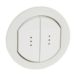 Enjoliveur double à voyant Céliane IP44 pour référence 067001 ou 067031 - Blanc