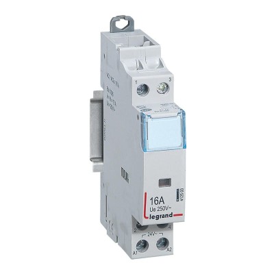 Legrand - Contacteur de puissance CX³ bobine 24V~ sans commande manuelle - 2P 250V~ 16A - contact O+F - 1 module - Rèf : 412503