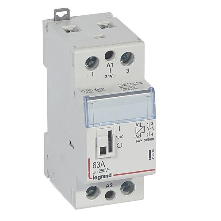Legrand - Contacteur de puissance CX³ commande manuelle bobine 24V~ - 2P 250V~ - 63A - contact 2F - 2 M - Rèf : 412516