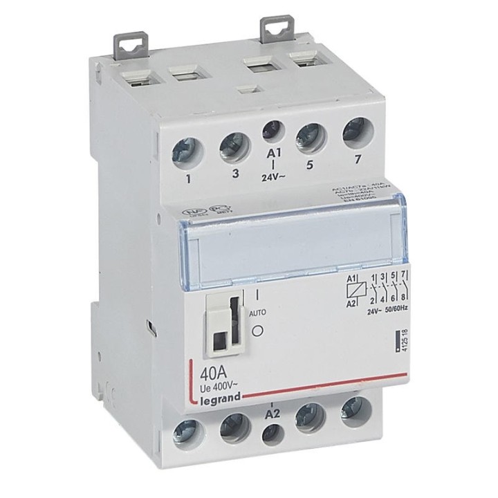 Legrand - Contacteur de puissance CX³ commande manuelle bobine 24V~ - 2P 400V~ - 40A - contact 4F - 2 M - Rèf : 412518
