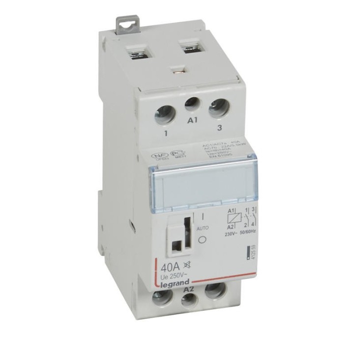 Legrand - Contacteur de puissance CX³ silencieux bobine 230V~ - 2P 250V~ - 40A - contact 2F - 2 M - Rèf : 412559