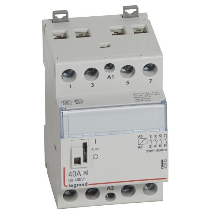 Legrand - Contacteur de puissance CX³ silencieux bobine 230V~ - 4P 400V~ - 40A - contact 4F - 3 M - Rèf : 412562