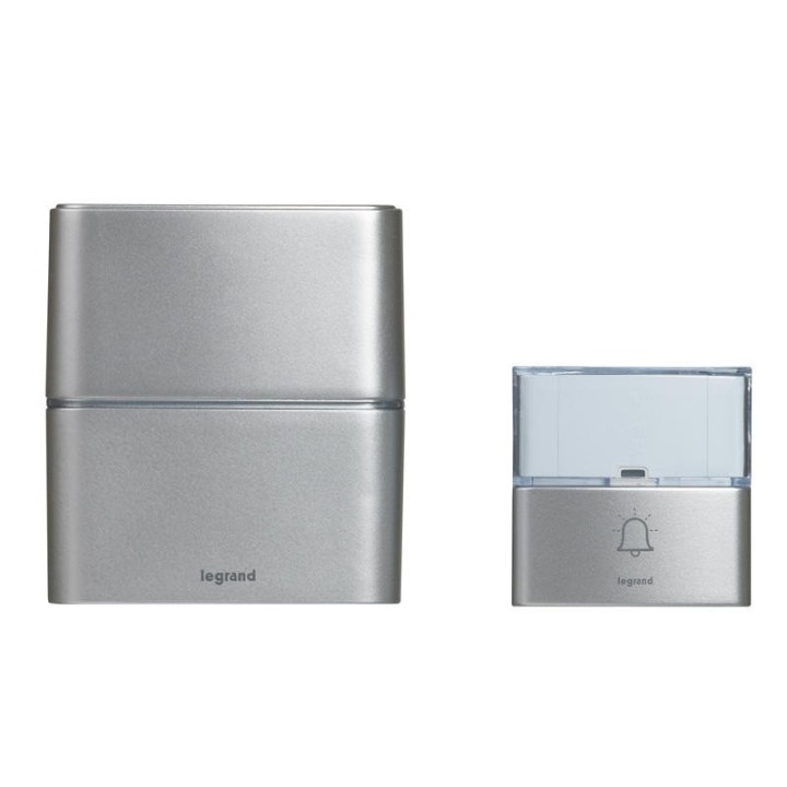 Legrand - Kit carillon radio sans fil Sérénité simple à piles - aluminium -Réf : 094271