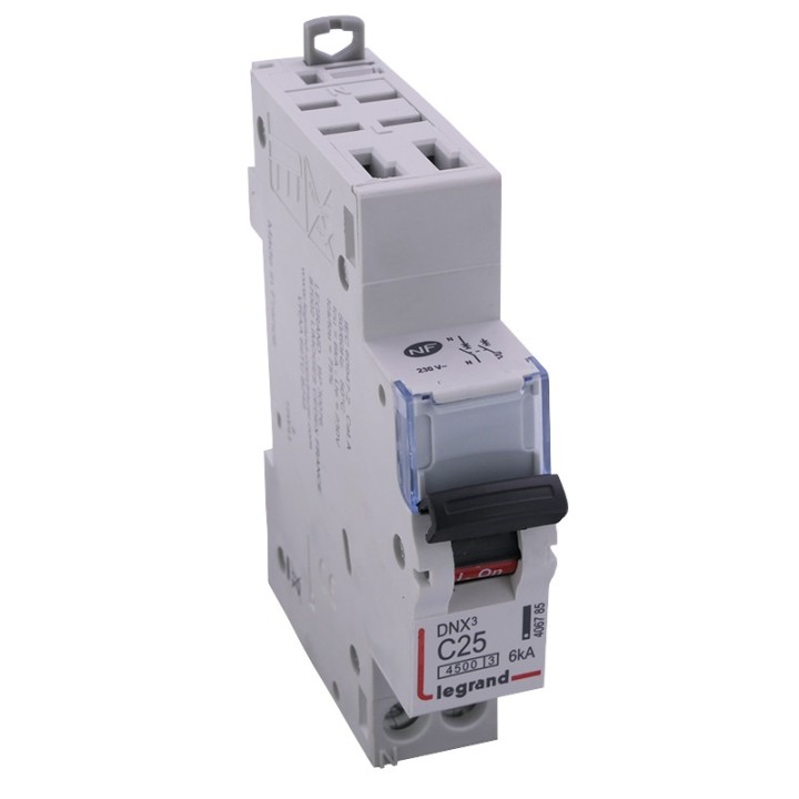 Legrand - Disjoncteur DNX³ 4500 - auto/vis - U+N 230V~ 25A - 4,5kA - courbe C - 1 module - Réf : 406785