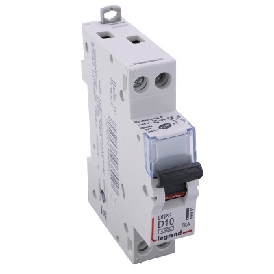 Legrand - Disjoncteur DNX³ 4500 - vis/vis - U+N 230V~ 10A - 4,5kA - courbe D - 1 mod - Réf : 406801