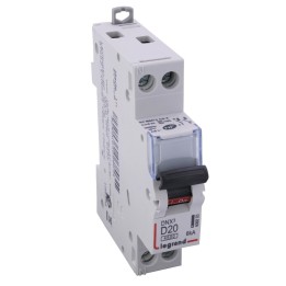 Legrand - Disjoncteur DNX³ 4500 - vis/vis - U+N 230V~ 20A - 4,5kA - courbe D - 1 mod - Réf : 406803