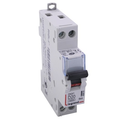 Legrand - Disjoncteur DNX³ 4500 - vis/vis - U+N 230V~ 20A - 4,5kA - courbe D - 1 mod - Réf : 406803