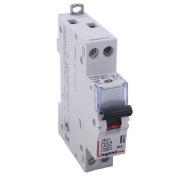 Legrand - Disjoncteur DNX³ 4500 - vis/vis - U+N 230V~ 32 A - 4,5 kA - courbe D - 1 mod - Réf : 406805