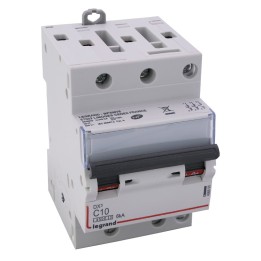 Legrand - Disjoncteur DX³ 4500 - vis/vis - 3P - 400 V~ - 10A - 6kA - courbe C - 1 module - Réf : 406890