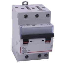 Legrand - Disjoncteur DX³ 4500 - vis/vis - 3P - 400 V~ - 25A - 6kA - courbe C - 1 module - Réf : 406894