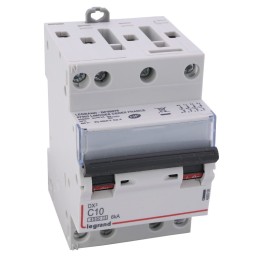 Legrand - Disjoncteur DX³ 4500 - vis/vis - 4P - 400 V~ - 10A - 6kA - courbe C - 3 modules - Réf : 406908