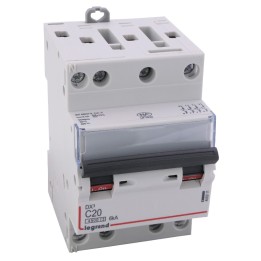 Legrand - Disjoncteur DX³ 4500 - vis/vis - 4P - 400 V~ - 20A - 6kA - courbe C - 3 modules - Réf : 406911