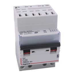 Legrand - Disjoncteur DX³ 4500 - auto/vis - 4P - 400 V~ - 20A - 6kA - courbe C - 3 modules - Réf : 406920