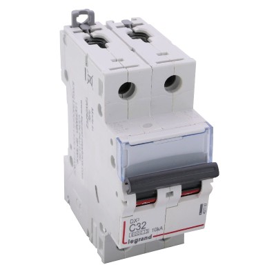 Legrand - Disjoncteur DX³6000 10kA - vis/vis - 2P 230V~ à 400V~ - 32A - courbe C - 2 modules - Réf : 407787
