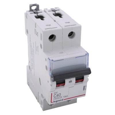 Legrand - Disjoncteur DX³6000 10kA - vis/vis - 2P 230V~ à 400V~ - 40A - courbe C - 2 modules - Réf : 407788