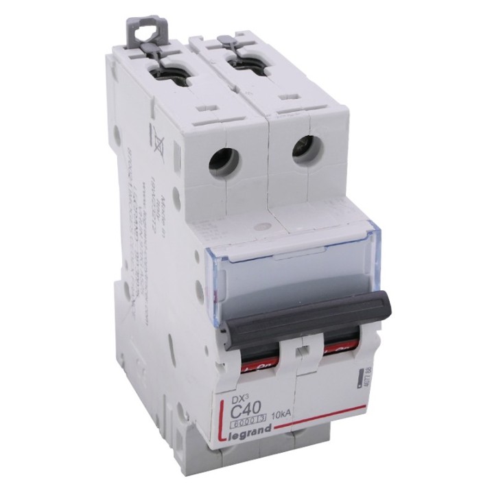 Legrand - Disjoncteur DX³6000 10kA - vis/vis - 2P 230V~ à 400V~ - 40A - courbe C - 2 modules - Réf : 407788