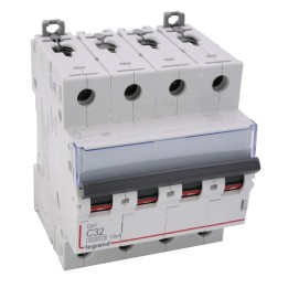 Legrand - Disjoncteur DX³ 6000 -vis/vis- 4P- 400V~-32A-courbeC-peigne HX³ trad 4P - 4M - Réf : 407901