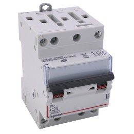Legrand - Disjoncteur DX³ 6000 -vis/vis- 4P- 400V~-20A-10kA-courbeC-peigne HX³ opti 4P -3M - Réf : 407908