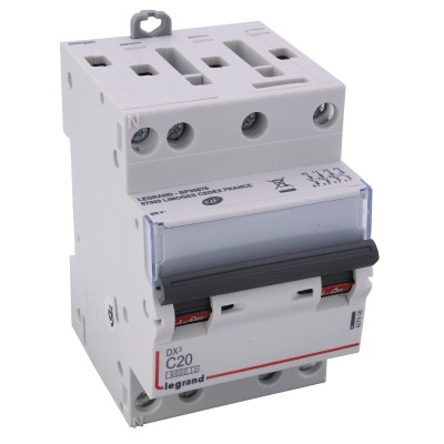 Legrand - Disjoncteur DX³ 6000 -vis/vis- 4P- 400V~-20A-10kA-courbeC-peigne HX³ opti 4P -3M - Réf : 407908